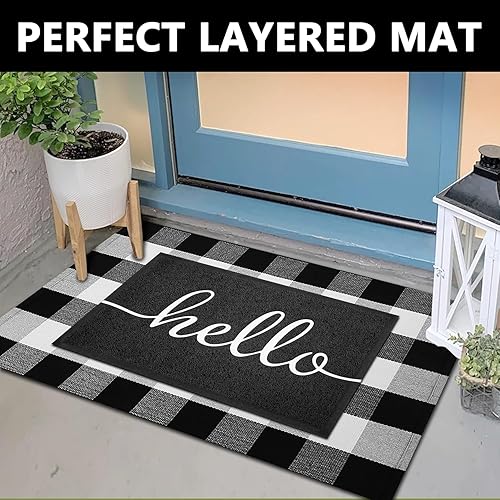 Vista 119 de EARTHALL Divertidos tapetes con texto en inglés "Hello Mats" para exteriores/interiores, 48 x 32 pulgadas, tapete para puerta delantera, entrada al