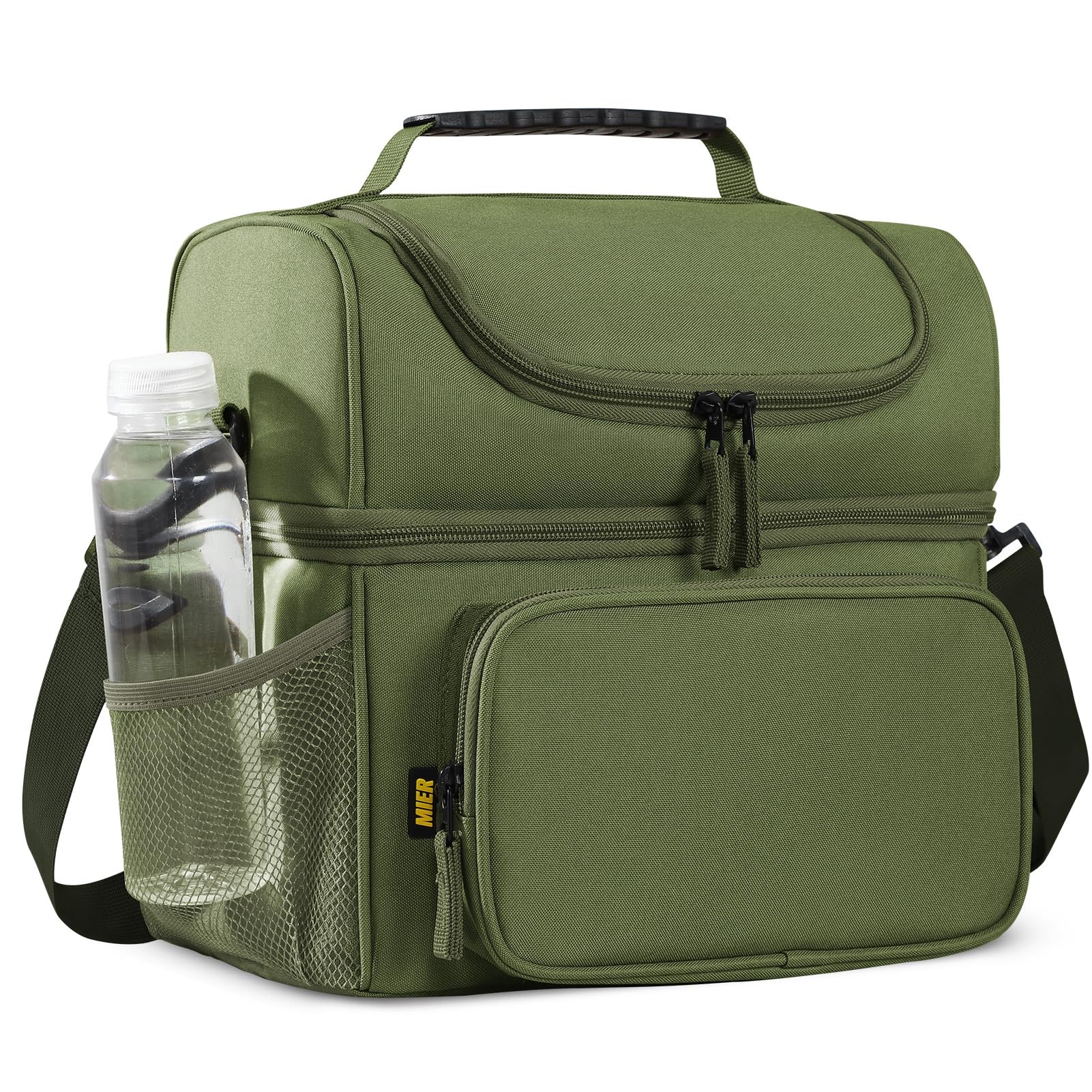 MIER Mens Insulated Lunch Box Dual Compartment Large Lunch Bag Coolers with Shoulder Strap for Men Women Adult