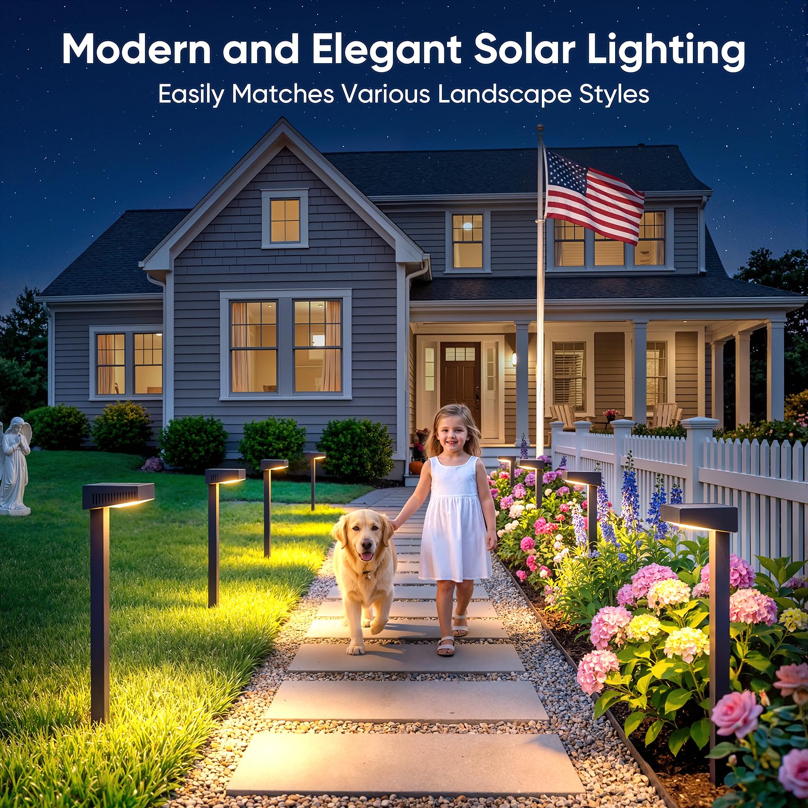 Solarbetriebene Wegleuchten für den Außenbereich, wasserdicht, 8 Stück, 80 Lumen, 2700 K, warmweiß, 2 LEDs, lange Lebensdauer, 30 % hohe Effizienz, Solarpanel