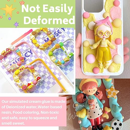 Miniatura 3 de ASTRYAS Pegamento de crema batida falso, 9 piezas de gel de perlas Decoden crema pegamento de arcilla DIY kit de funda de teléfono de silicona crema