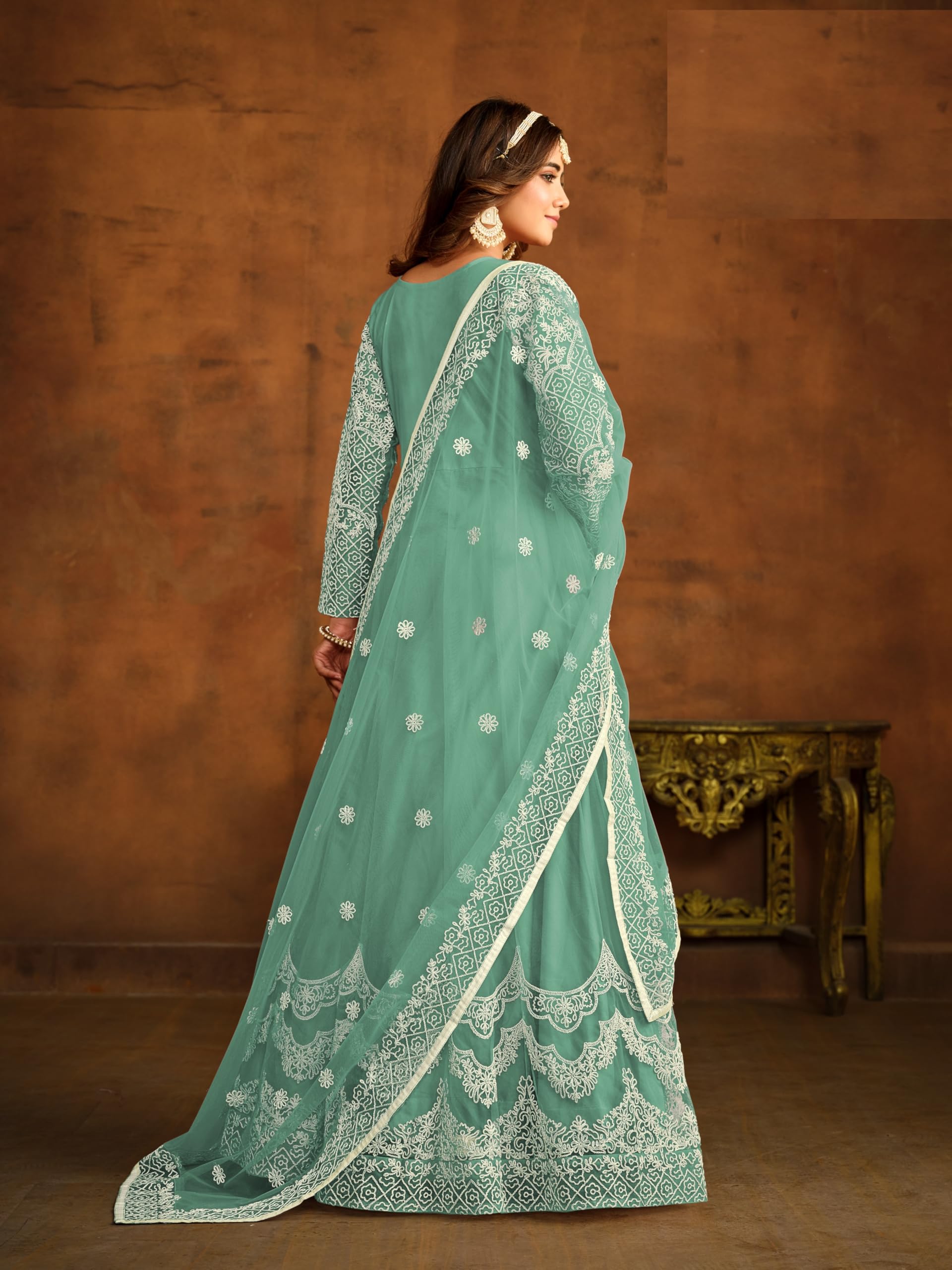 Wedding Party wear Women Dress Indian Handmade Anarkali Kurti, Pant with Dupatta