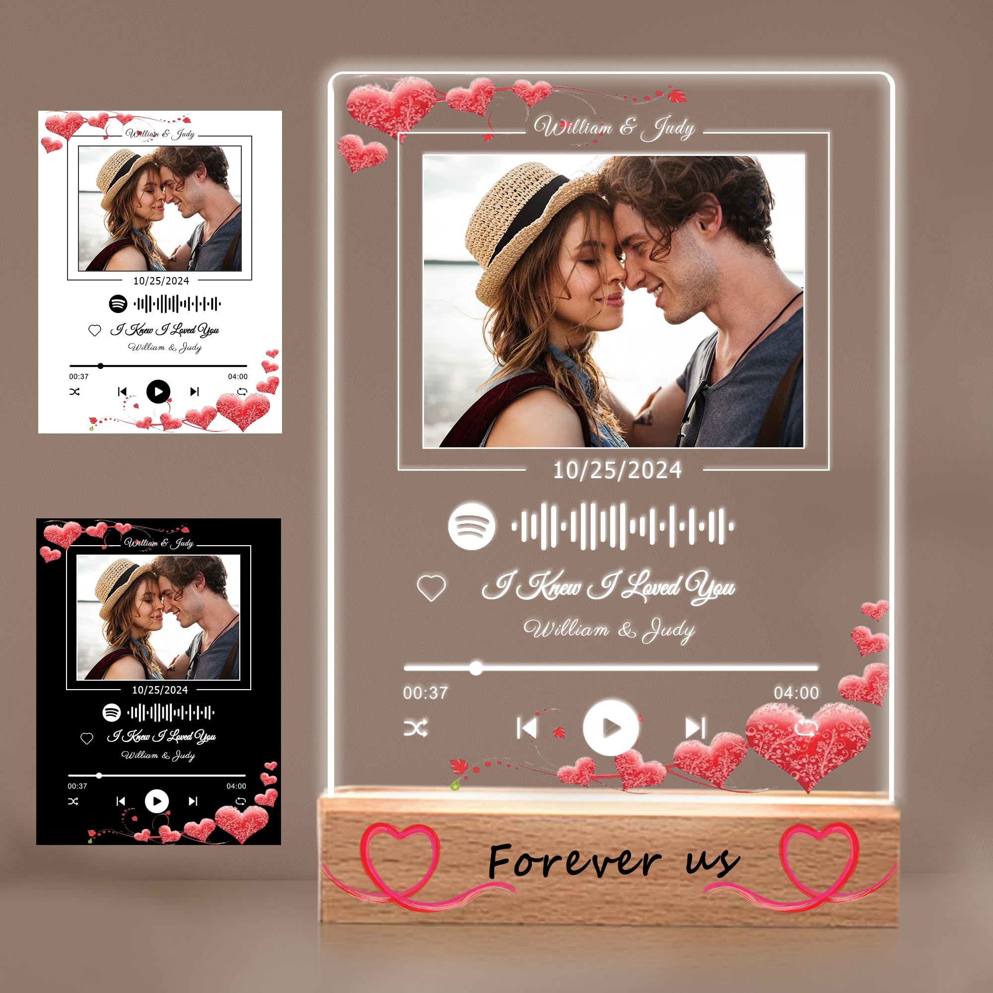 Personalised Custom Music Spotify Song Acrylic Plaque Spotify Plaque Picture Frame Personalised Gifts for Him Her Boyfriend Girlfriend Christmas Valentines Day (5 Size: 15-40cm)
