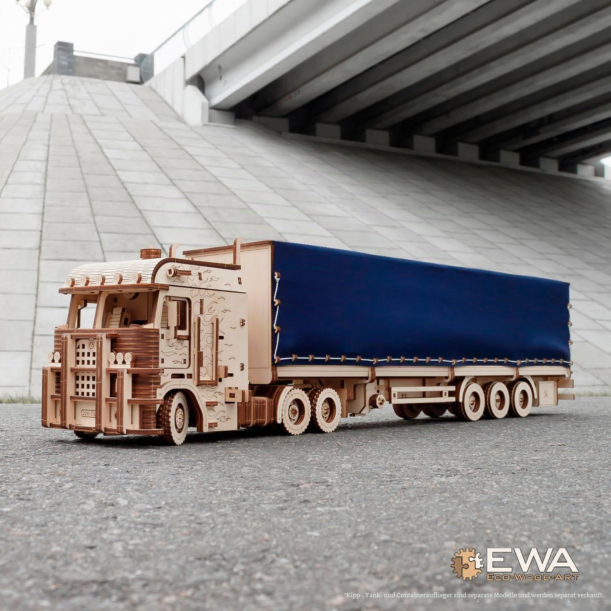 EWA Eco-Wood-Art - 3D-Holzpuzzle für Jugendliche und Erwachsene, 14+ - LASTWAGEN Road King - DIY-Bausatz, Selbstmontage, kein Kleber erforderlich - 478 Stück