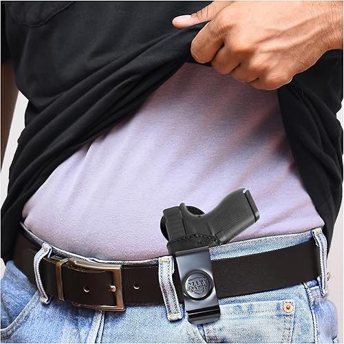 Miniatura 10 de PH - Funda de cuero genuino para pistola Glock G42, funda táctica de cuero Iwb, funda de transporte oculta de cuero, cómoda apéndice de transporte