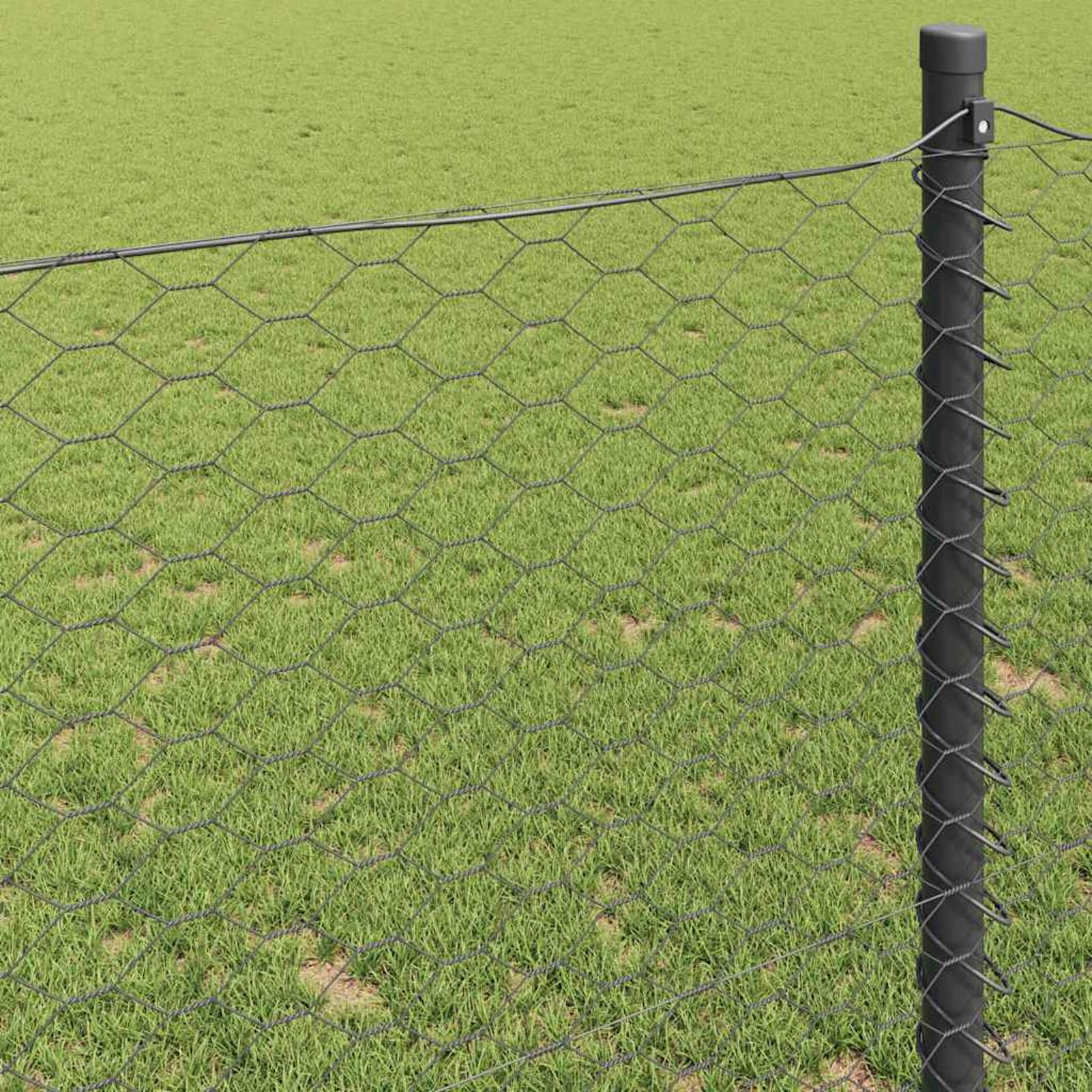 Ogrodzenie sześciokątne, szare, 50 x 1 m PCW | Sześciokątna konstrukcja zapewnia stabilność, odporność na warunki atmosferyczne, łatwa w pielęgnacji, szare tworzywo PCW