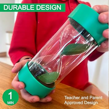 Jumbo Sand Timer for Kids - Colourful and Attractive - Easy-to-Operate Visual Learning Tool (1 Min - Green)