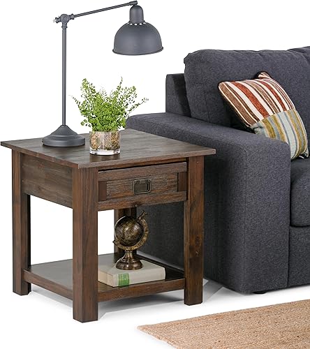 Miniatura 9 de Simpli Home Monroe Mesa de centrode café rectangular, color marrón desgastado, Madera Noble, Carbón Marrón Envejecido