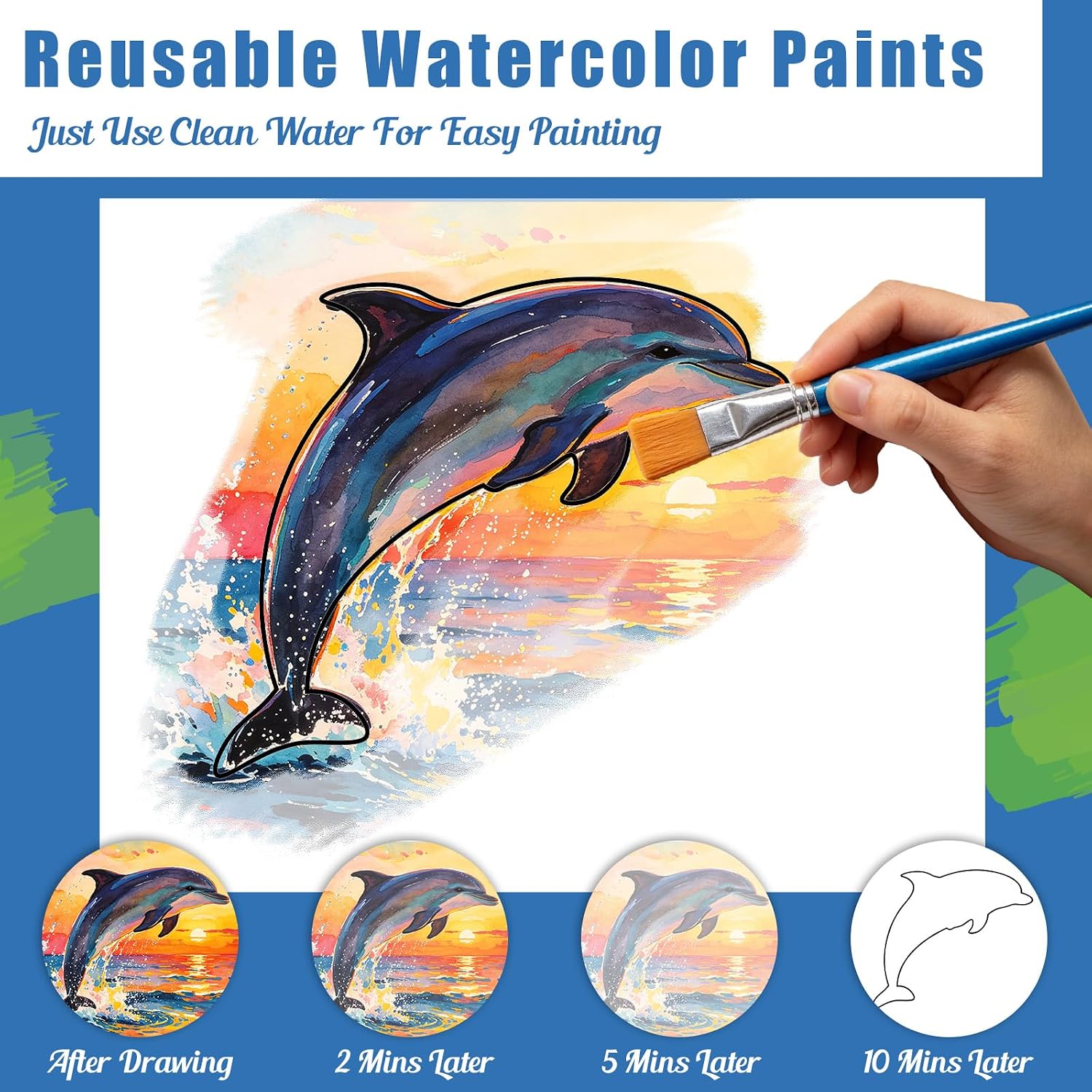 24 Pcs Dementia Products for Elderly Reusable Water Doodle Coloring Set
