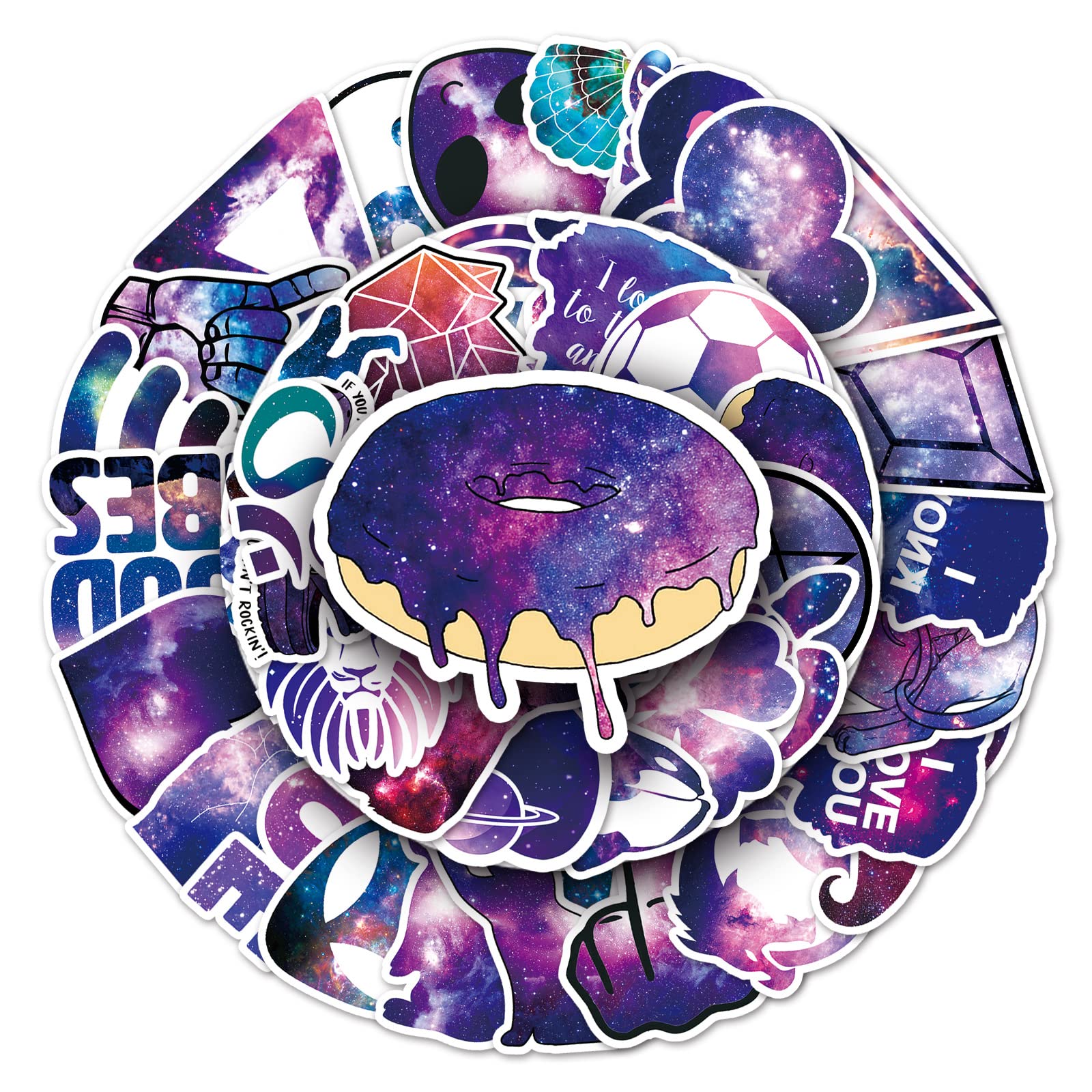 50Pcs Starry Sky Stickers Laptop Car Scrapbook Phone Skateboard Suitcase Luggage Bike Neon Light Stickers Vinyl Waterproof Aesthetic Personalised Stickers for Teens Boys Girls Adults Children