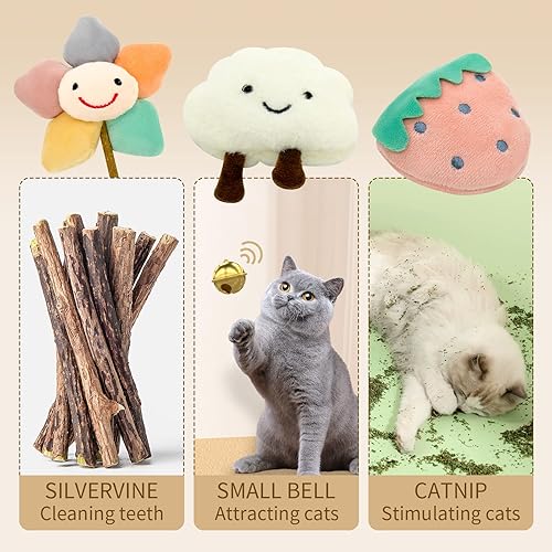 Miniatura 9 de Juguetes de hierba gatera para gatos, lindos juguetes para gatos con hierba gatera para gatos de interior, juguetes masticables para dentición, 3