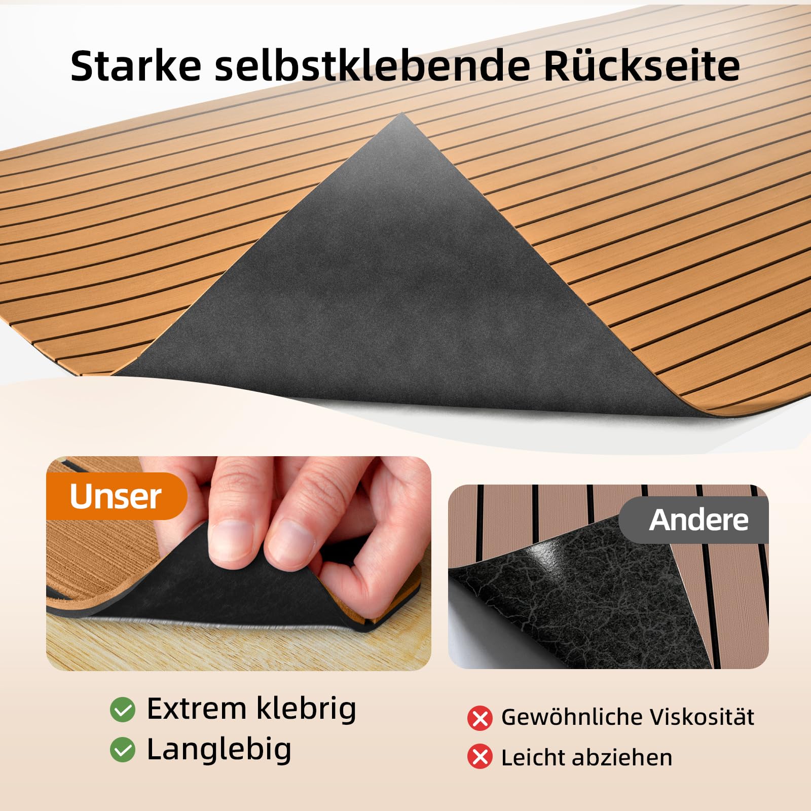 Boot Bodenbelag Eva Schaum Boot Decking Faux Teak Marine Teppich Boot Bodenbelag rutschfeste Selbstklebende Schaum Boot Deck Mat Rolls Blatt, 240x112/90/55/41cm, 120x41cm