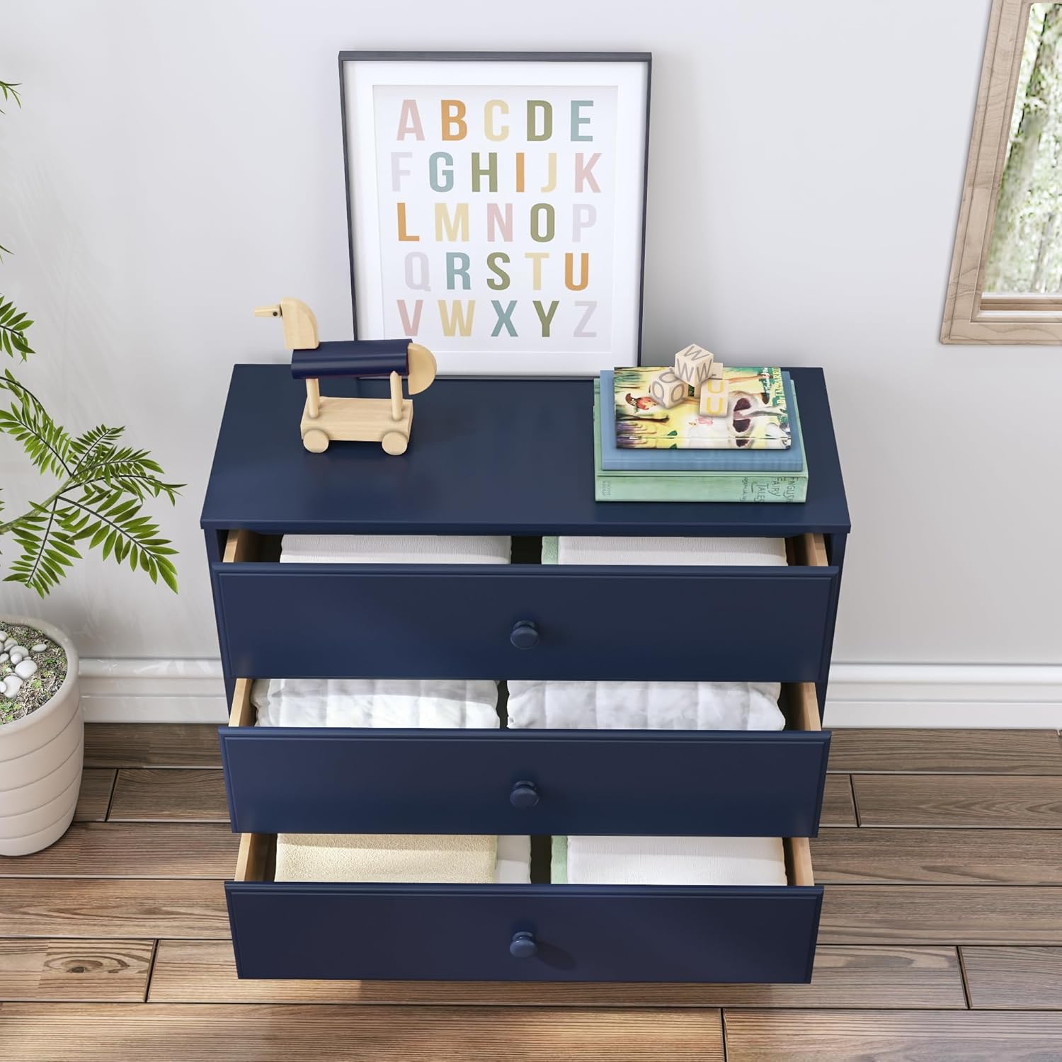 Max & Lily 3 Drawer Dresser, Blue