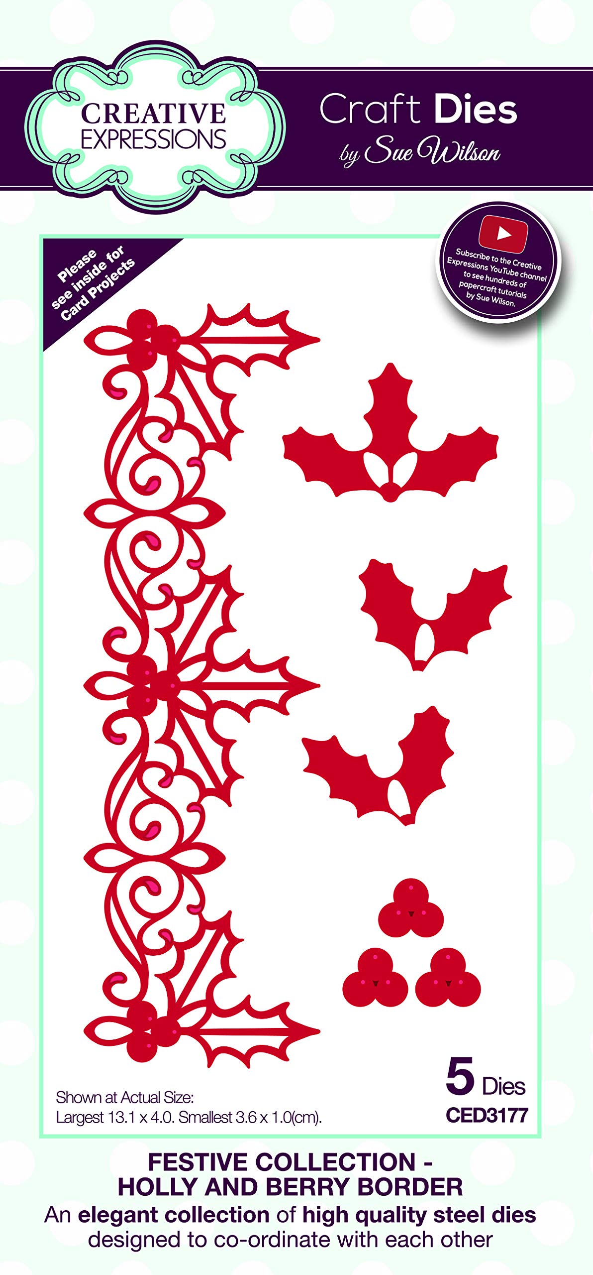 Sue Wilson Festive Collection Holly and Berry Border Craft Die