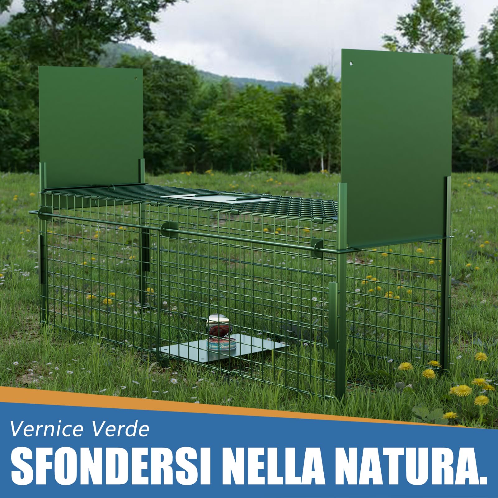Trappole Per Ratti Grandi da Esterno Interno Gabbia Trappola Per Topi Vivi con 2 Porta 80x26x26cm