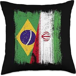 Brazil Iran Half Flag Brazilian Iranian Jersey Throw Pillow