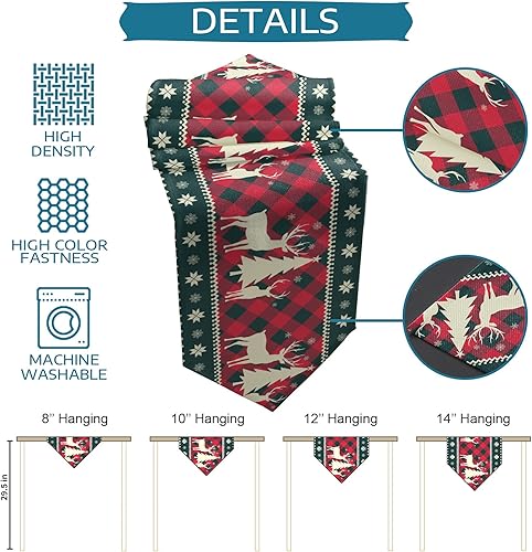 Miniatura 7 de Vandarllin - Camino de mesa de lino de algodón para día de acción de gracias, cosecha de otoño, calabazas, antideslizante, arpillera, decoración