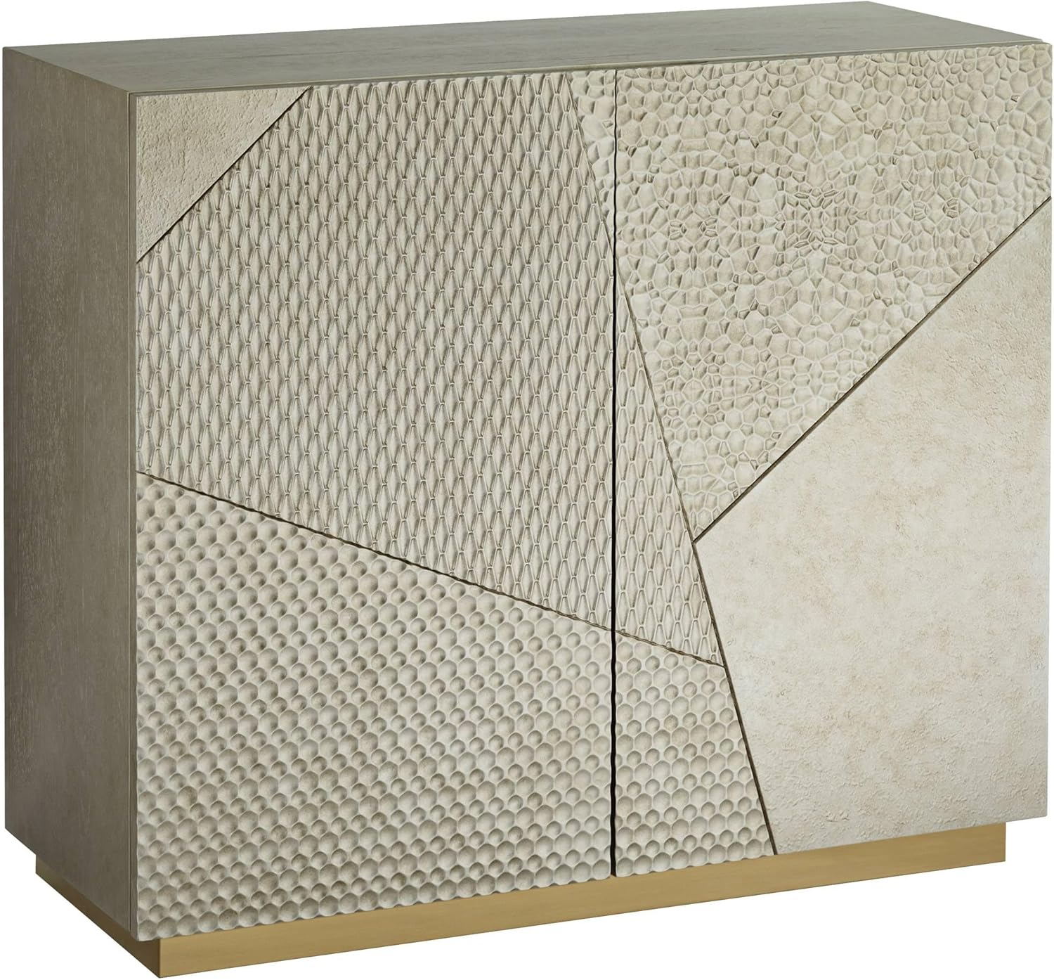 55 Downing Street Marian 39 1/2" Wide Gold Stainless Steel Asymmetrical 2-Door Cabinet