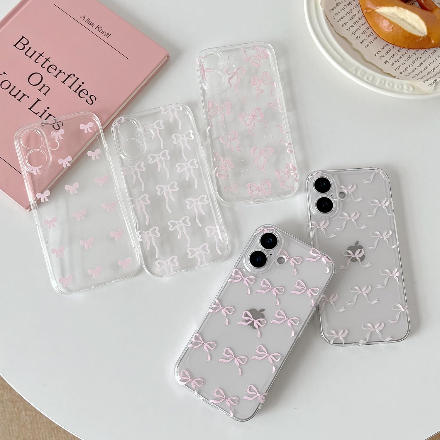 DEFBSC for iPhone 16 Case Clear Cute Pink Bow -Mini image 5