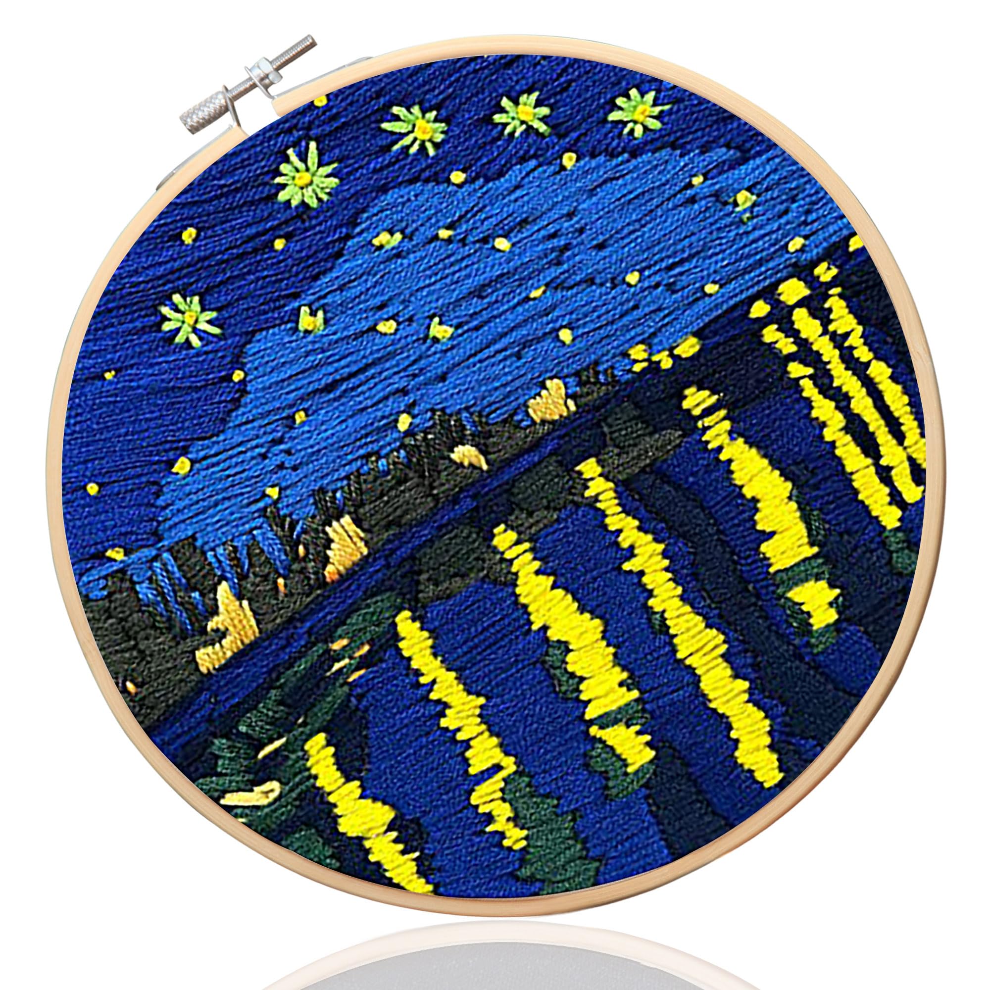 Maydear Stamped Embroidery Kit for Beginners with Pattern, Cross Stitch kit, Embroidery Starter Kit Including Embroidery Hoop, Color Threads and Embroidery Scissors - Starry Sky
