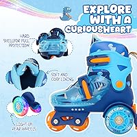 Vista 4 de METROLLER Patines de equilibrio con ruedas ajustables para niños pequeños de 3 a 6 años, arcoíris, unicornio, dinosaurios, patines con ruedas
