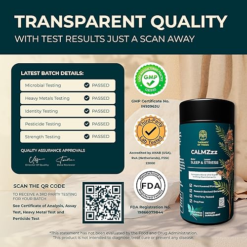 Miniatura 3 de CalmZzz - Suplemento natural para dormir y estrés  Ayuda para dormir sin melatonina  Raíz de valeriana, flor de la pasión, astaxantina, ashwagandha,