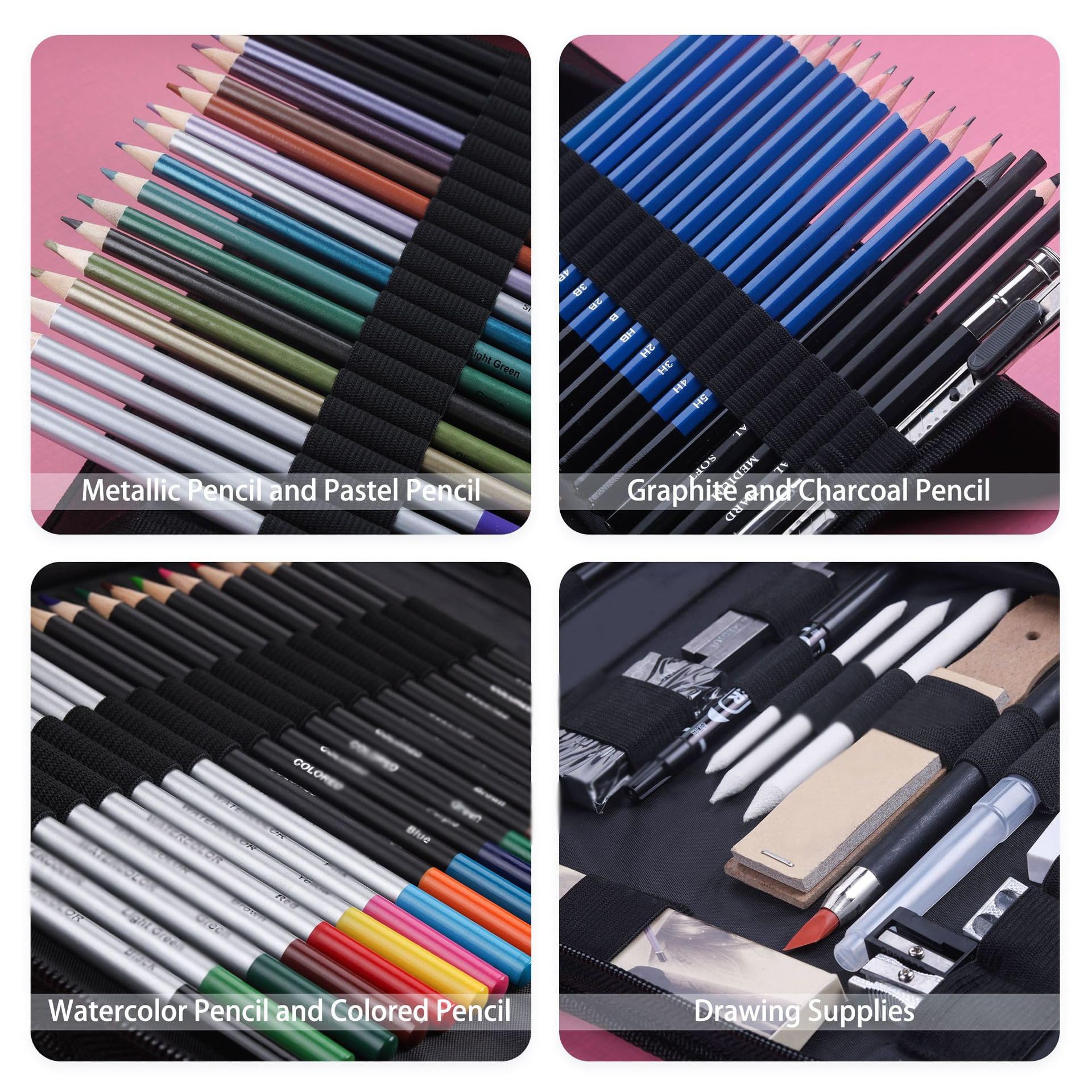 Ensemble de Crayons à Croquis en Plomb Peint, 83 pièces, for Fournitures d'art et de Peinture