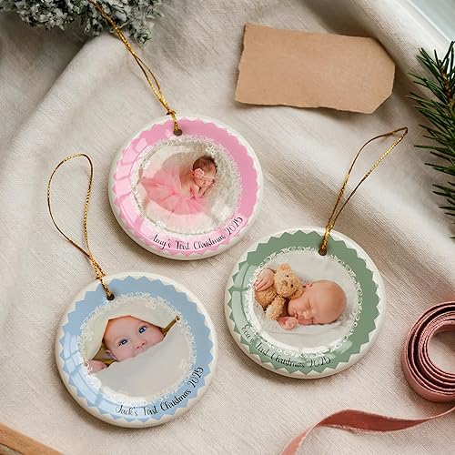Miniatura 3 de Adornos personalizados Primer 2025 niño o niña Adorno de foto personalizado para la primera Navidad del bebé Primeros regalos para bebés por