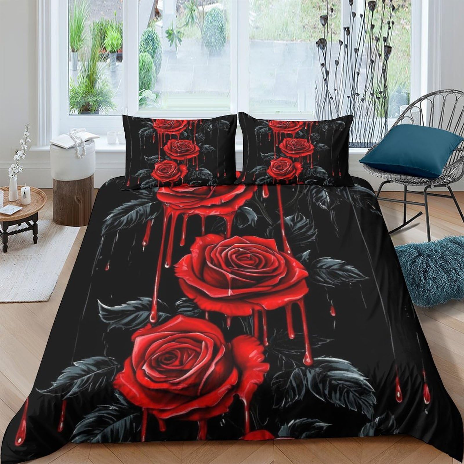 Housse de couette rose respirante en microfibre douce Super King