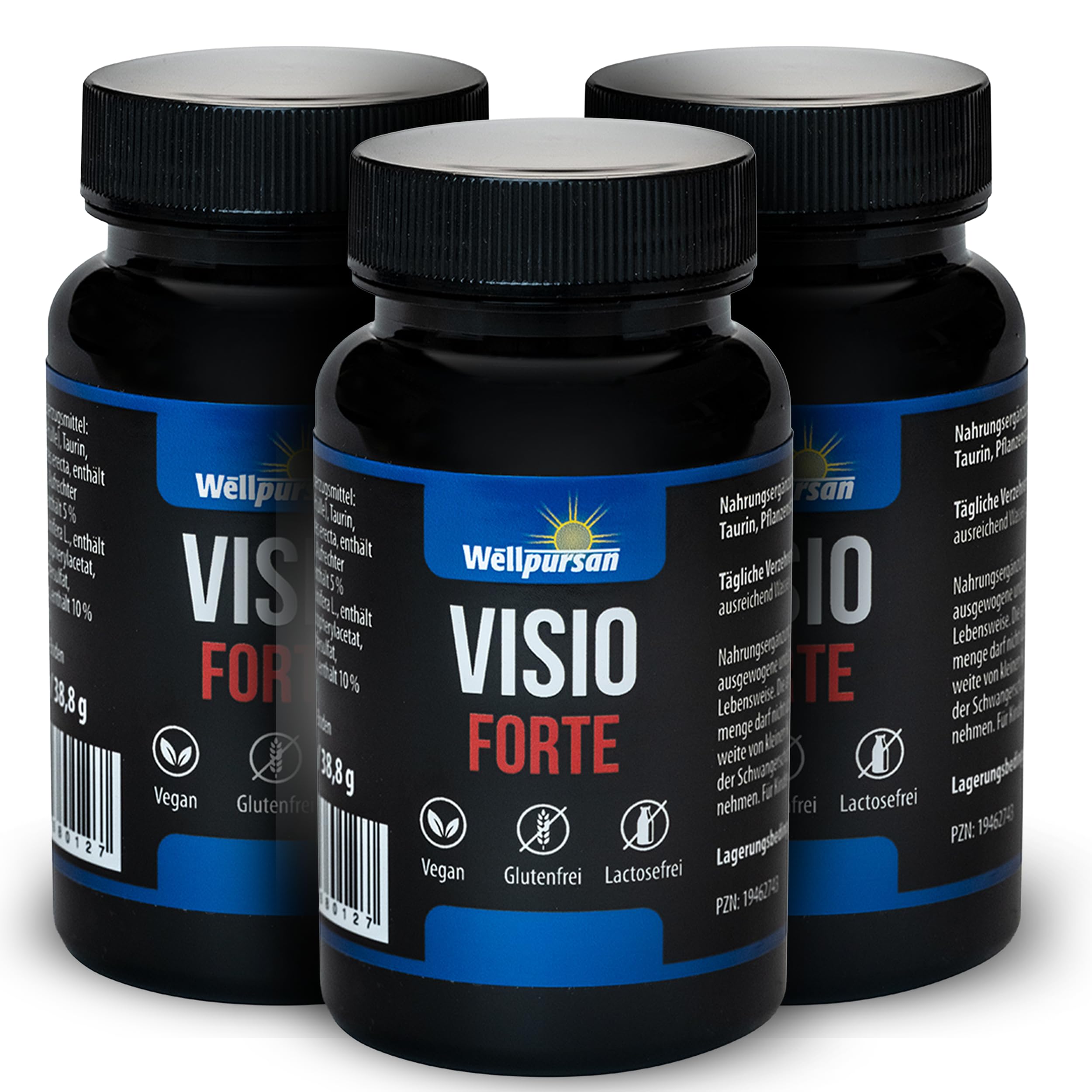Wellpursan Visio forte (3 x 60 Kapseln) – Hochdosierte Augenvitamine & Augen Kapseln für verbesserte Sehkraft und Augengesundheit – Ideal für 50+ – Augenvital & Augenwohl