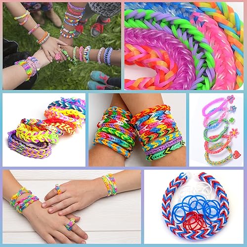 Miniatura 6 de Kit de pulsera de goma  más de 2500 pulseras de telar, juego de recambio de bandas de telar de goma, 23 bandas de colores, kit de fabricación de