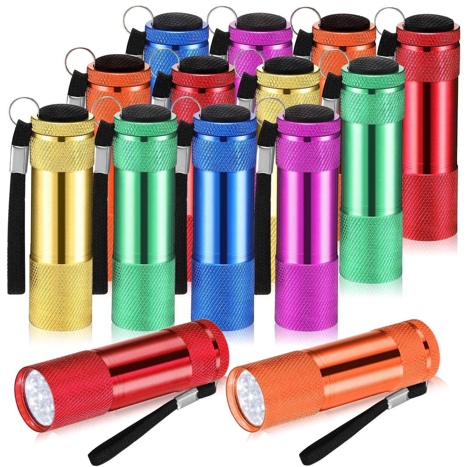 VIHOSE 12 Pcs Mini Flashlights Bulk, Bright Aluminum Handheld Flash Lights with Lanyard, Small LED Flashlights for Night Reading Emergency Hurricane
