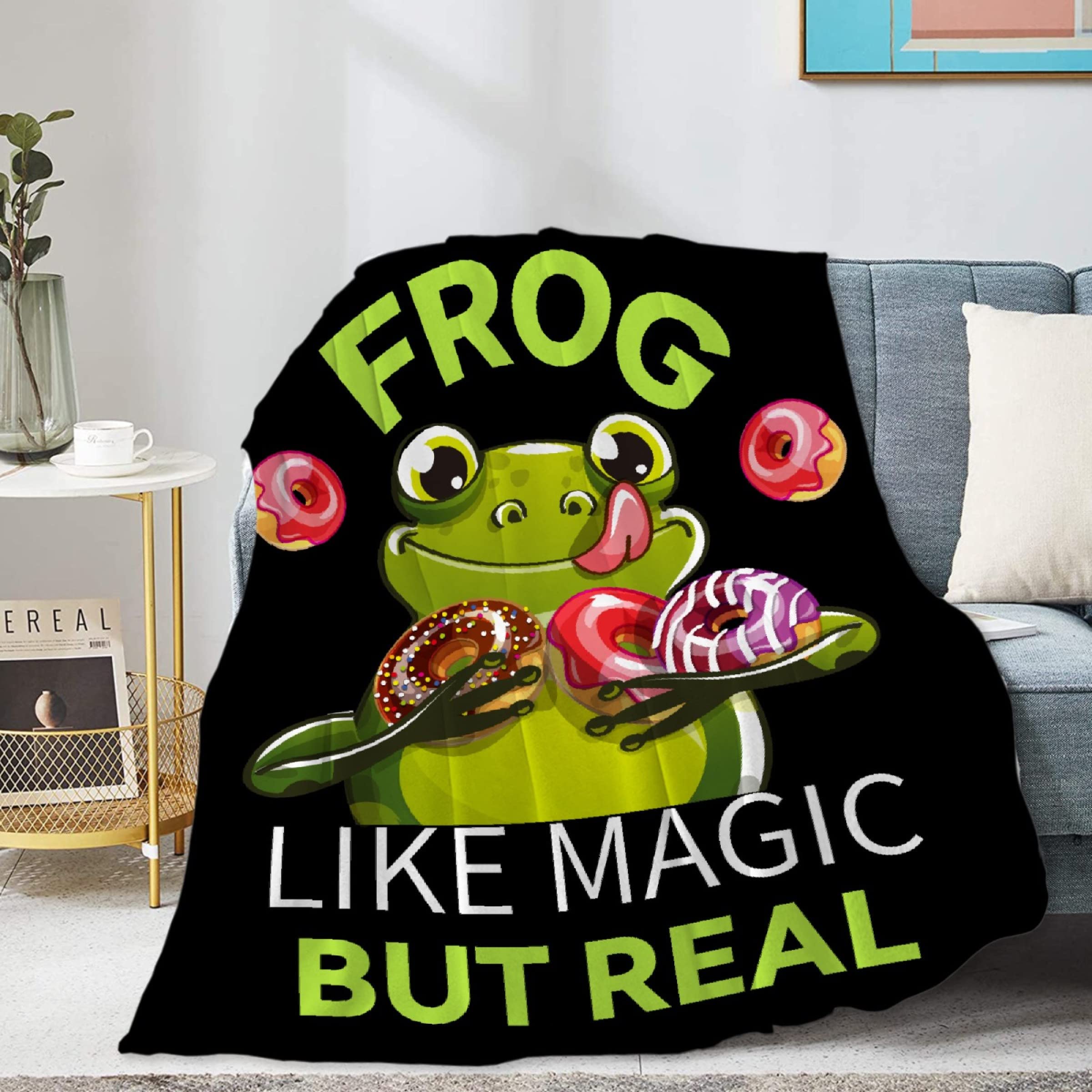 Homiehug Frog It‘s Like Magic But Real Soft Blanket Flannel Plush Gifts Cozy Fuzzy Cute Throws for Nap Bedding Sheet Couch Decor Tapestries Child Non-Shedding 90