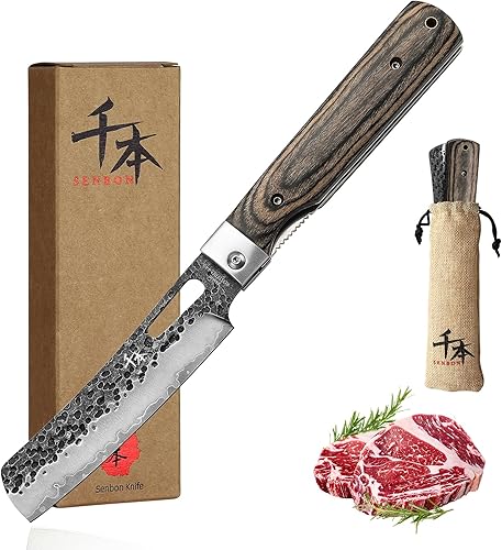 Cuchillo de chef plegable afilado de acero inoxidable 440 forjado, cuchillo de utilidad para pelar, cuchillo de fruta, mango de madera colorido,