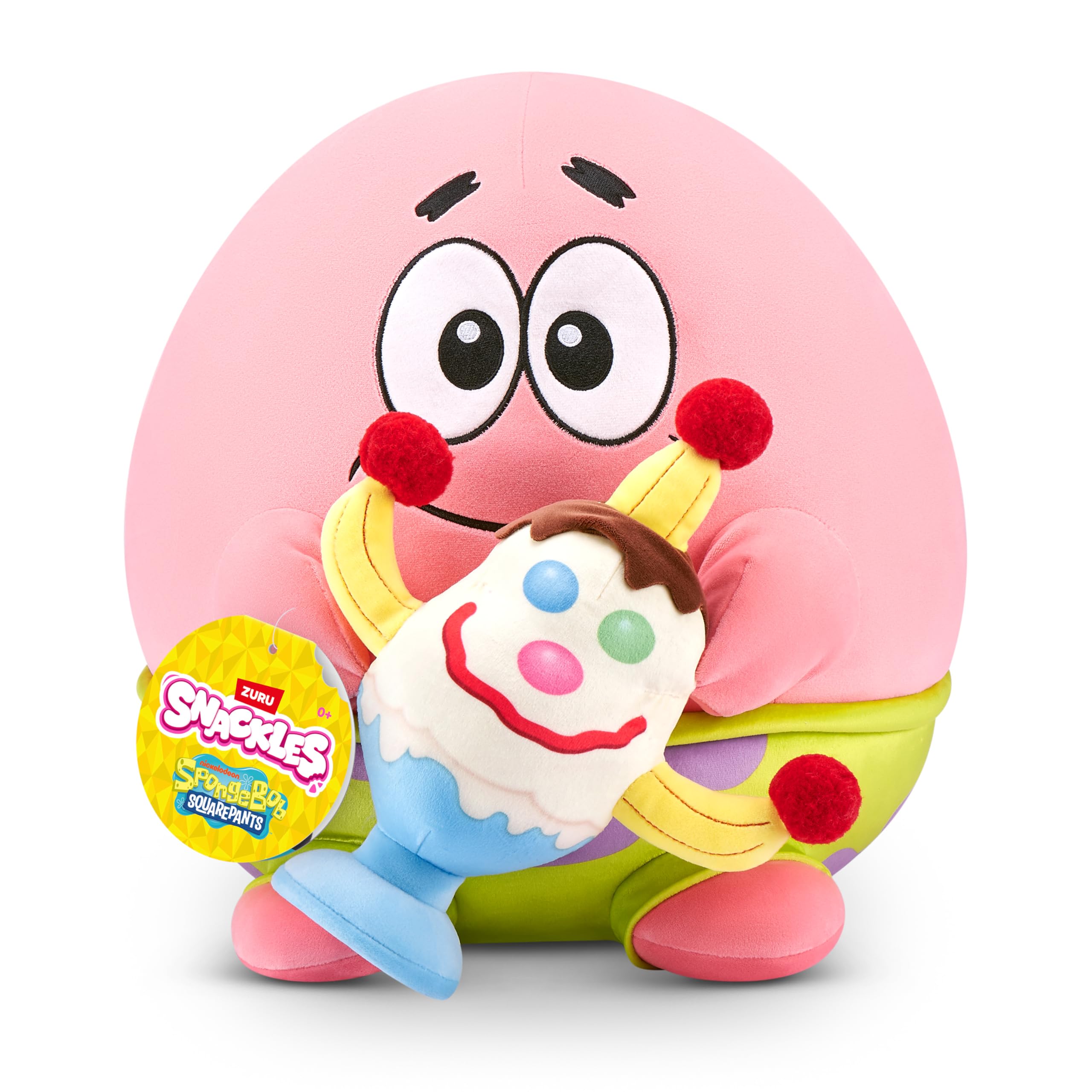 Snackles Licensed Character SpongeBob Squarepants 14-inch Plush Patrick &Goofy Goober (PATRICK STAR) by ZURU, Plush with Snack Accessory โ image 1