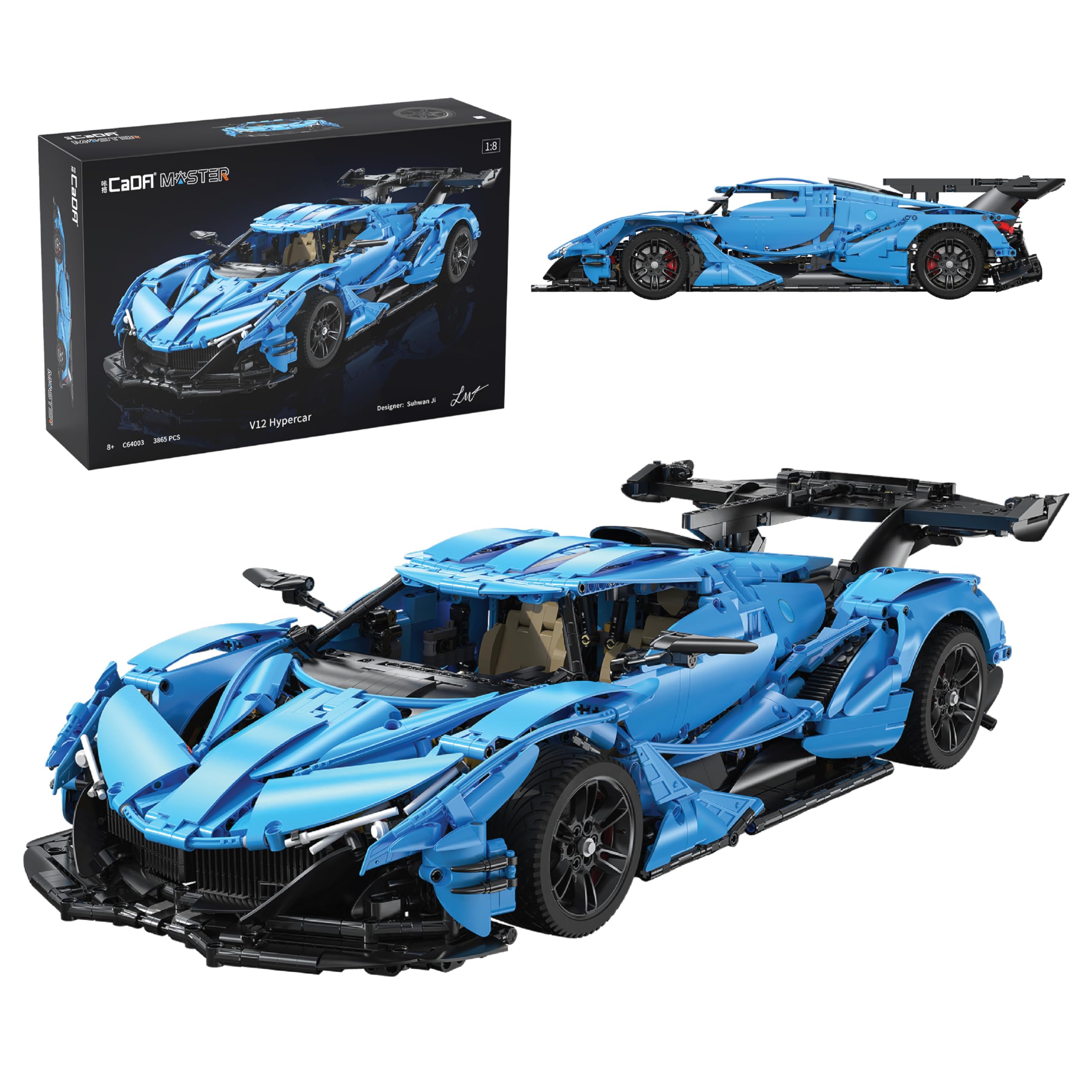 CADA Helios V12 Sports Car Building Kit, 1:8 Scale Hypercar Model, 3,865 Pieces, 23+ Inch…