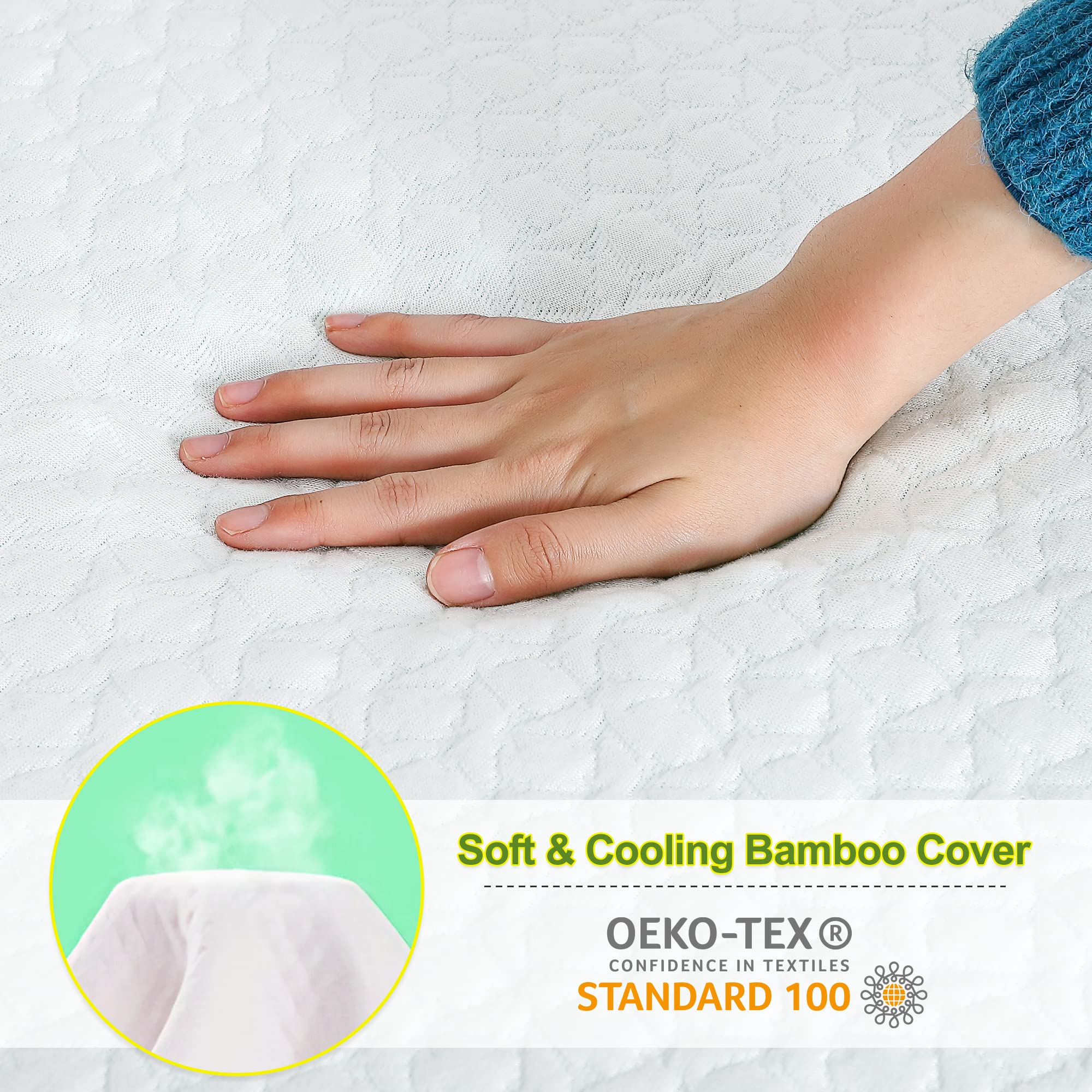 Mattress Topper King, Homhougo 3 Inch Green Tea Memory Foam Mattress