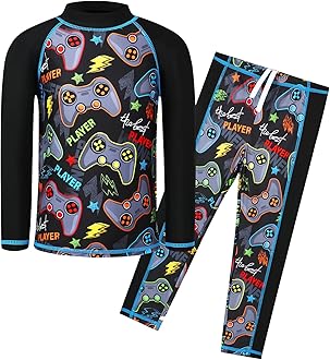 TFJH E 2PCS Kids Boys Long Sleeve Swimsuit UPF 50+ UV Sun Protective Swimwear