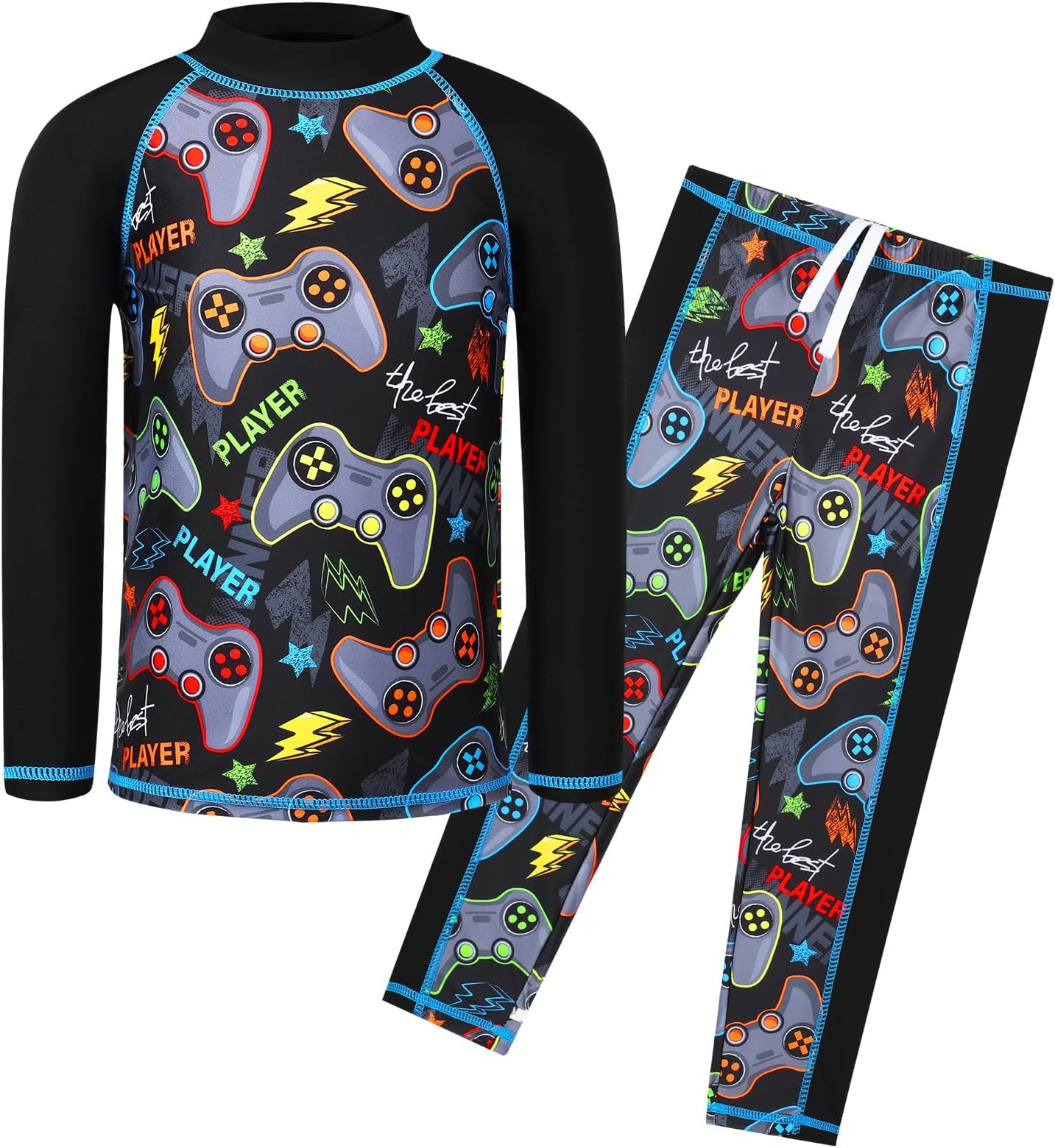 2PCS Kids Boys Long Sleeve Swimsuit UPF 50+ UV Sun Protective Swimwear