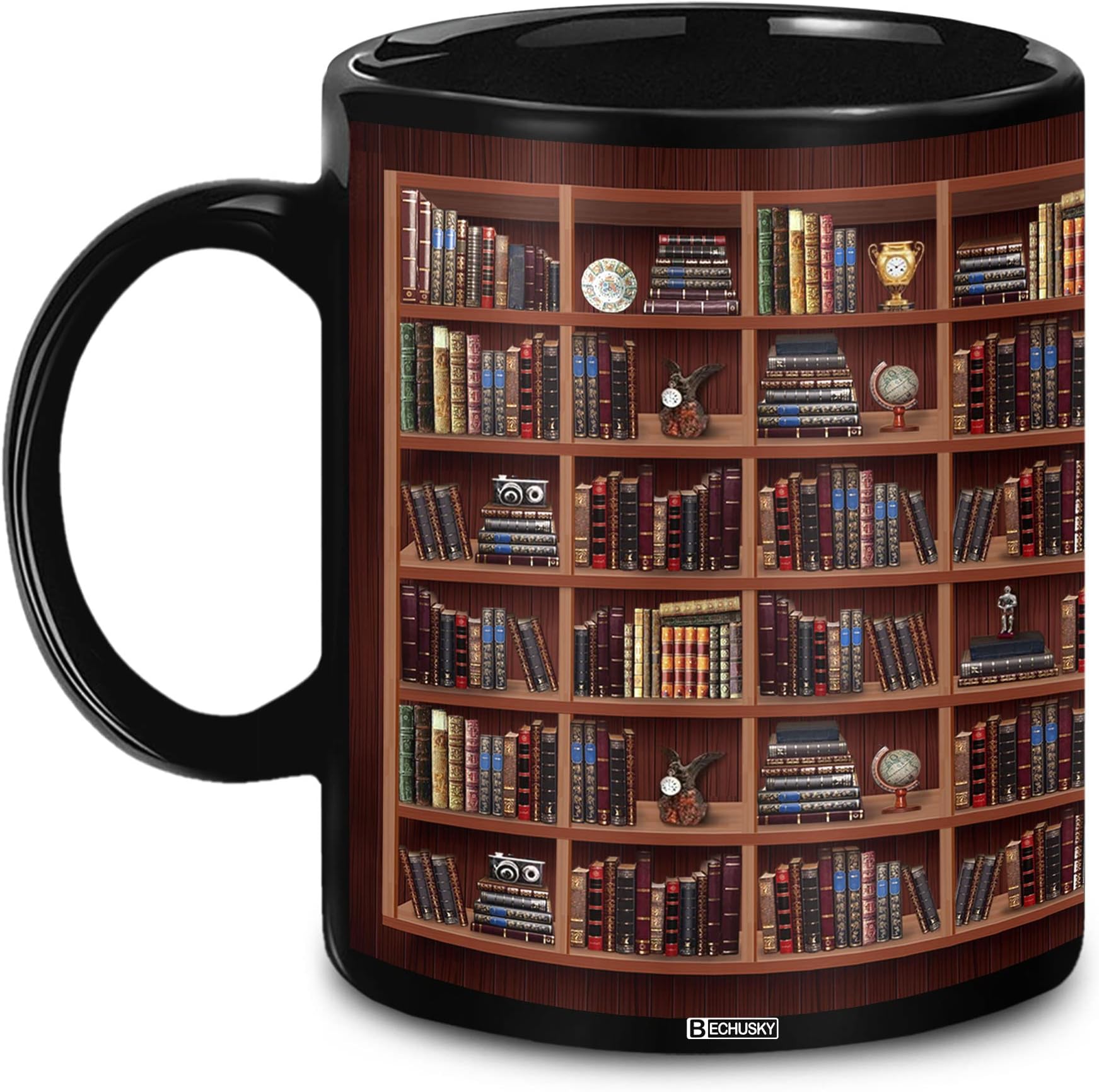 3D Bookshelf Mug A Library Shelf Cup, Library Bookshelf