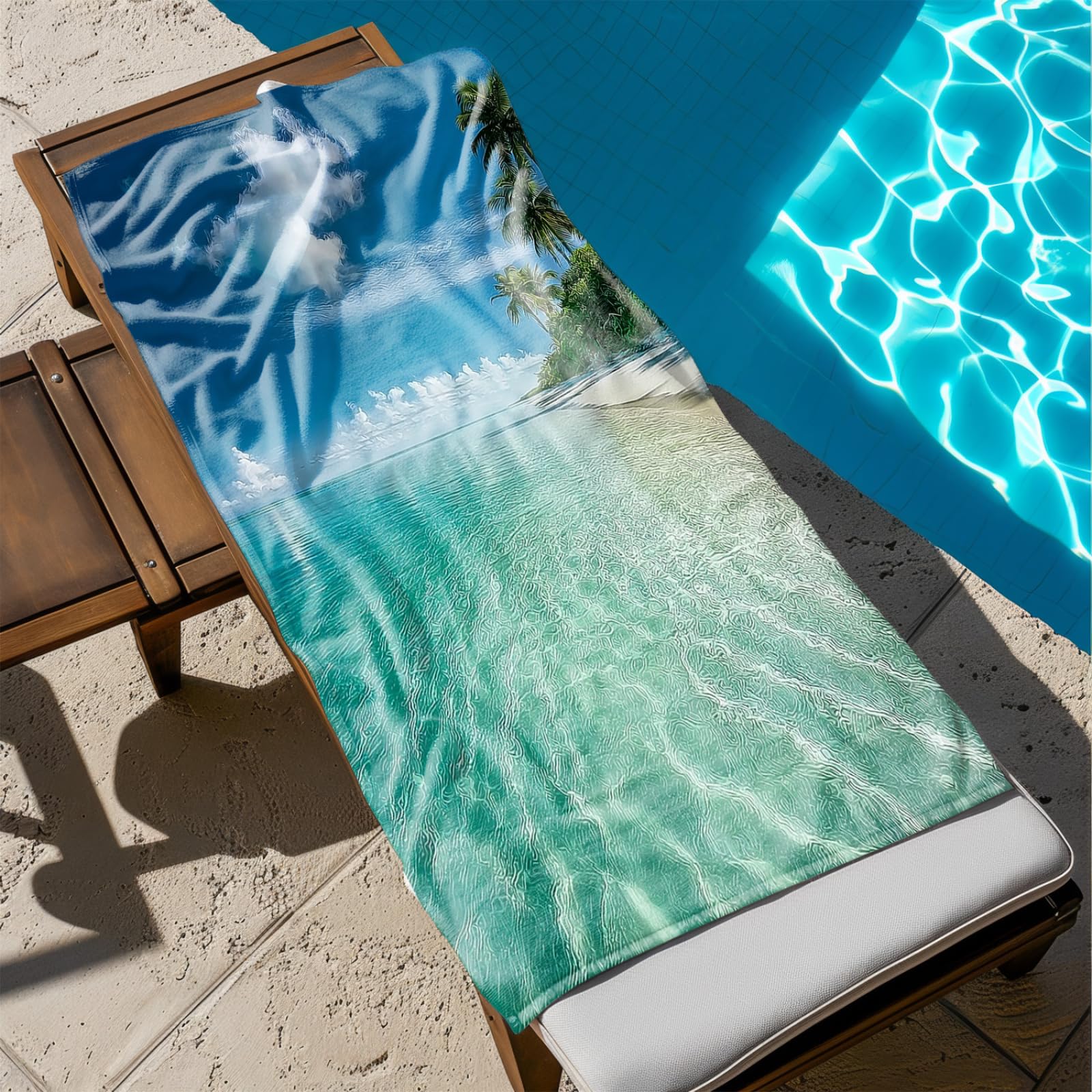 Genérico Toalla Playa Grande Mar Verde Cielo Azul Profundo Microfibra Secado Rápido Oversize Toalla Sin Arena Súper Ligera Piscina Camping Picnic Yoga Gimnasio Y Deportes Viaje