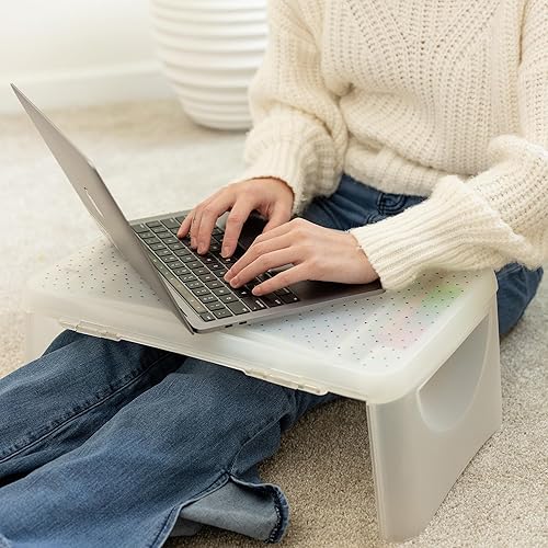 Miniatura 6 de Everything Mary Escritorio plegable, transparente y triángulos, escritorio de almacenamiento para artes, manualidades, escuela, lectura y mucho más