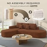 112" Modular Curved Sofa, Oversized Boneless Couches for Living Room, Modern Cloud Couch with Deep Seat, Corduroy Foam Couch, No Assembly Required, Red Brown, 1PCS