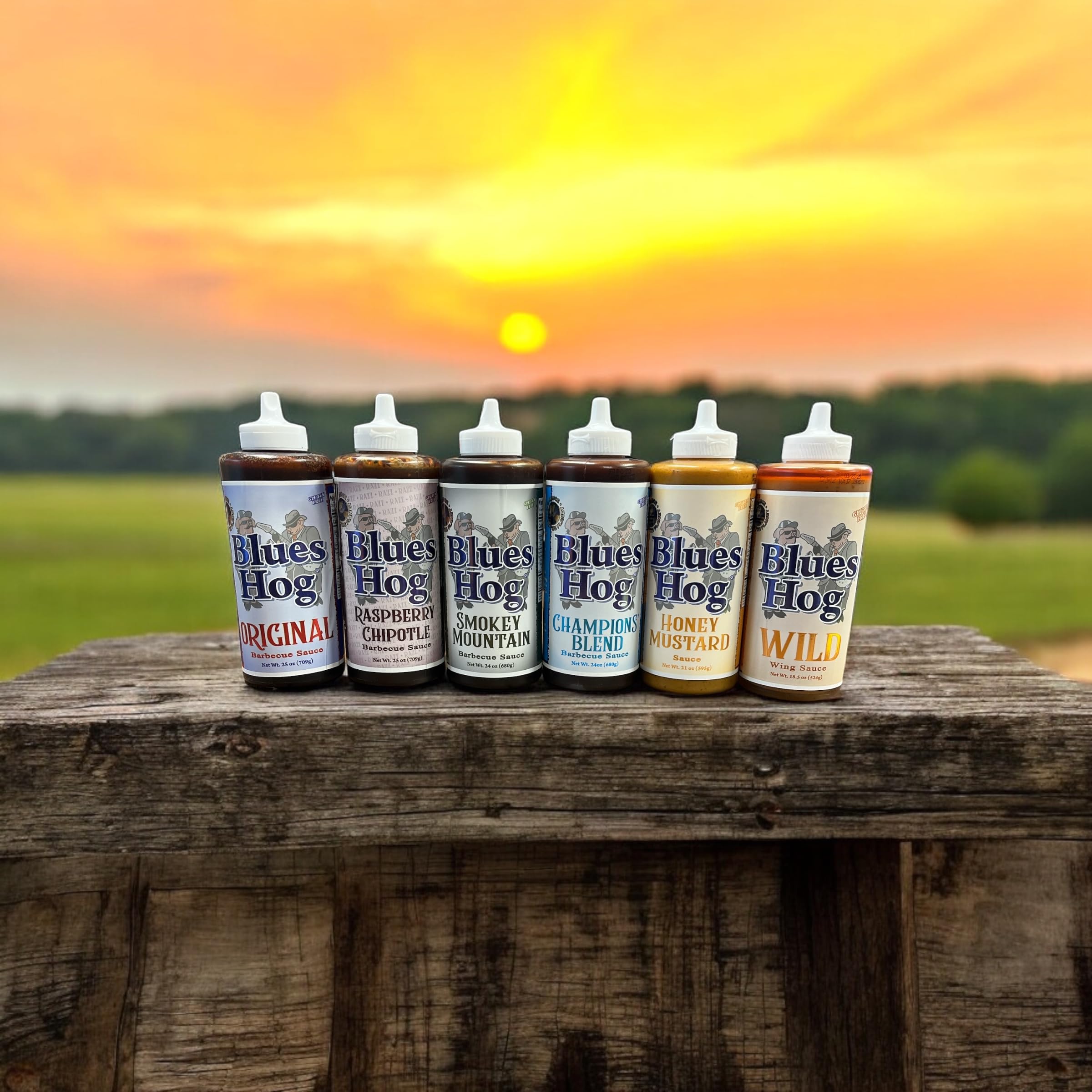 Generic Blues Hog BBQ Sauce Variety 6 Pack - 20 oz Bottles , Raspberry Chipotle, Original, Champions Blend, Wild Wing, Honey Mustard