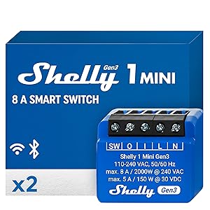 Shelly 1 Mini Gen3 WiFi Smart Switch Relay (2 Pack)