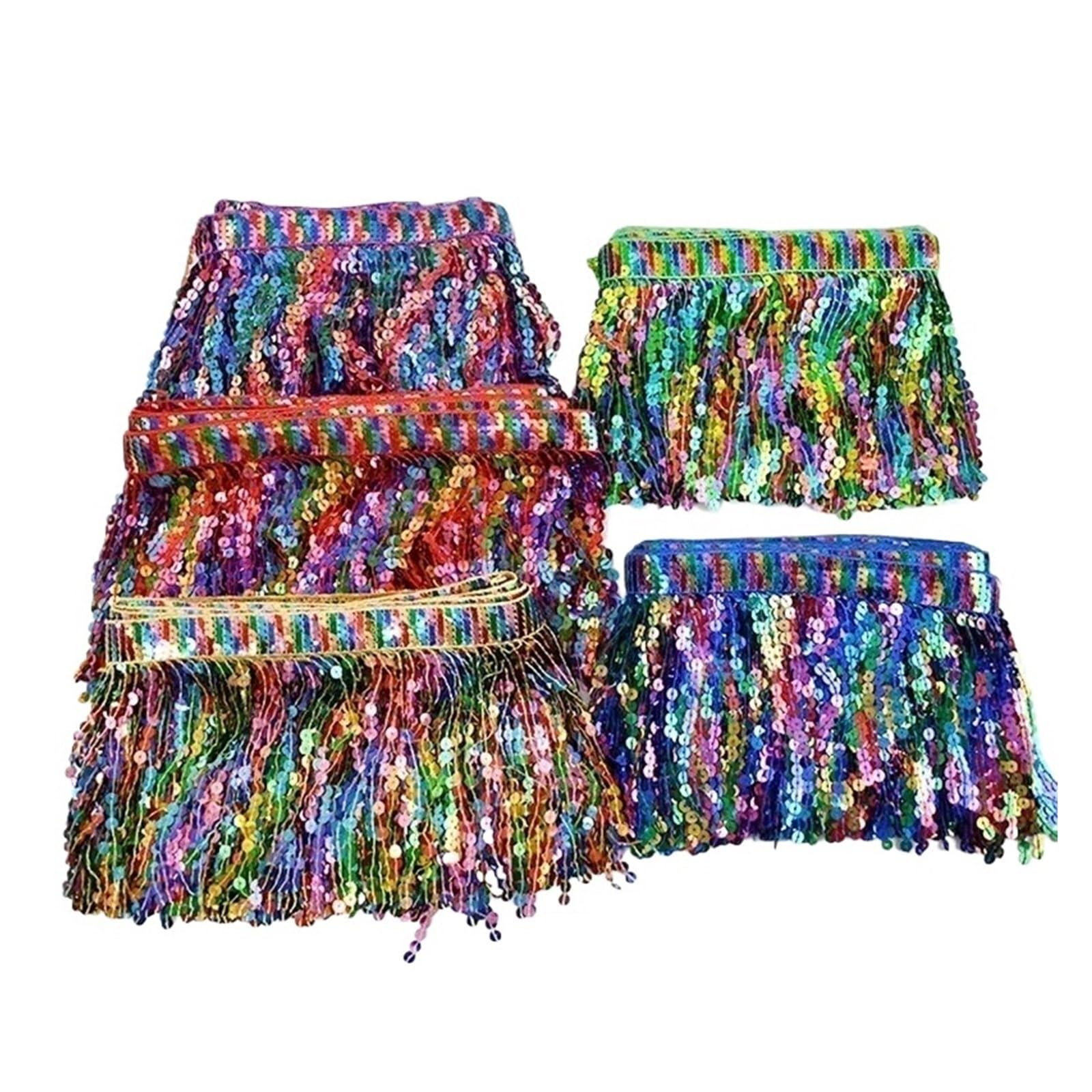 2/5/10 Yards Gestickte Pailletten Quaste Fransen for Nähen Ethnische Spitze Trimmen Band Latin Dance Kleidung Rock trimmen Zubehör(Purple,10Yards)