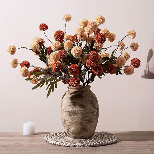 Florero rústico de cerámica para decoración del hogar, florero de terracota decorativo vintage de 8 pulgadas, jarrones de flores de porcelana,