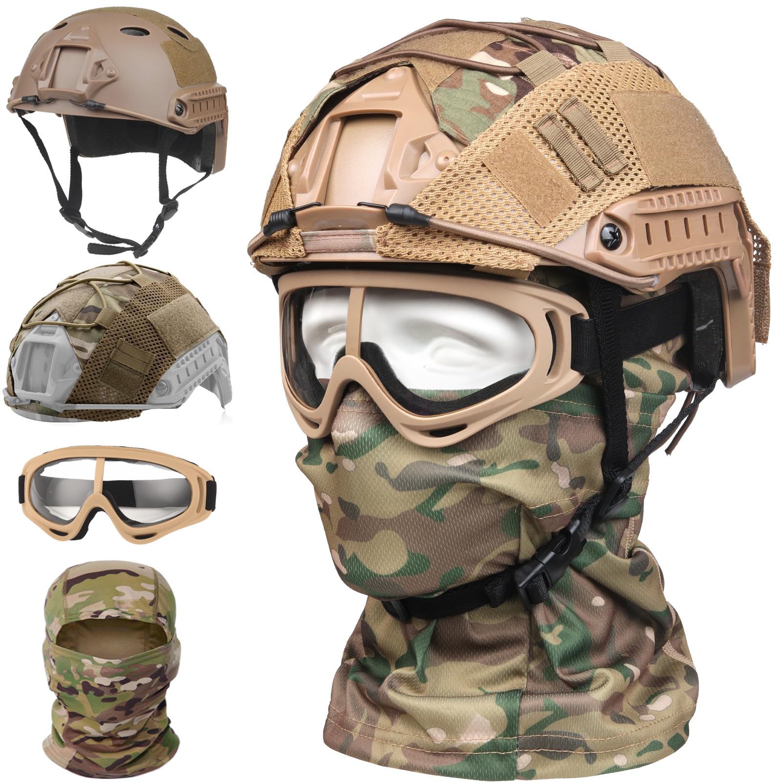 Airsoft Helmet,Black Tactical Helmet with Airsoft Accessories,Tactical Airsoft Gear
