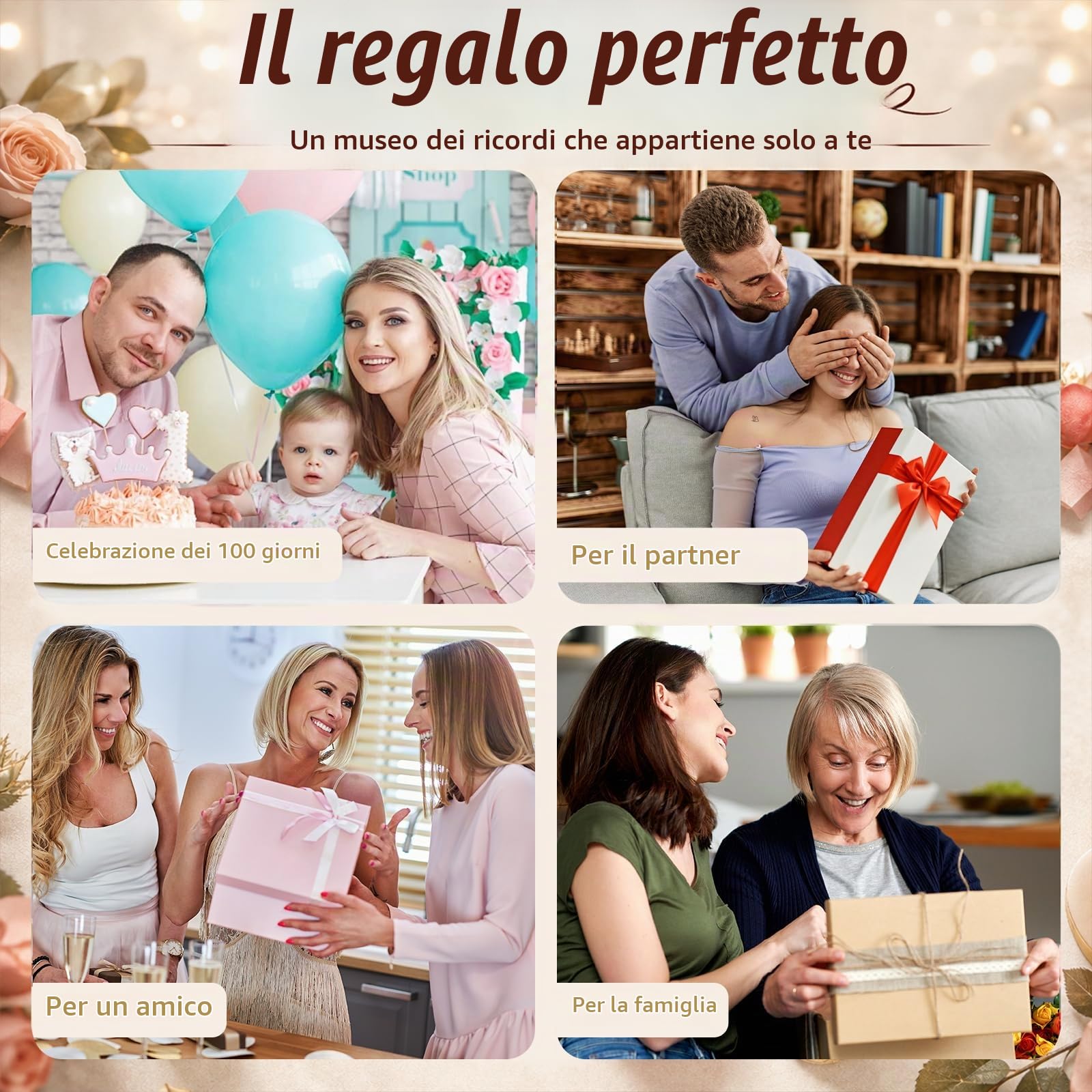 DIY Mini Museum, Micro Museo con 11 Mini Cornici Museo Dorate | Scatola Portaoggetti con Figure in Miniatura, Regalo per San Valentino, Matrimonio e Anniversario