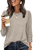 Long Sleeve Shirts for Women Lightweight Sweaters 3/4 Length Sleeve Fall Outfits 2025 Winter Clothing Dressy Casual