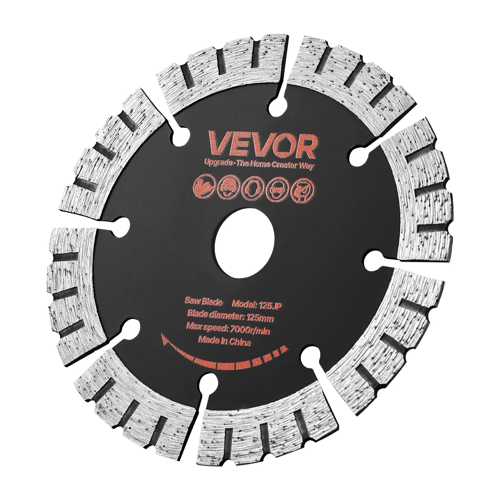 VEVOR Dischi Diamantati da 125 mm, 5 Pezzi, Lame per Scanalatrice con Foro da 20 mm, Segmenti Diamantati ad Alta Durezza, Anima in Acciaio 65Mn, Taglio a Secco e a Umido, per Calcestruzzo e Cemento